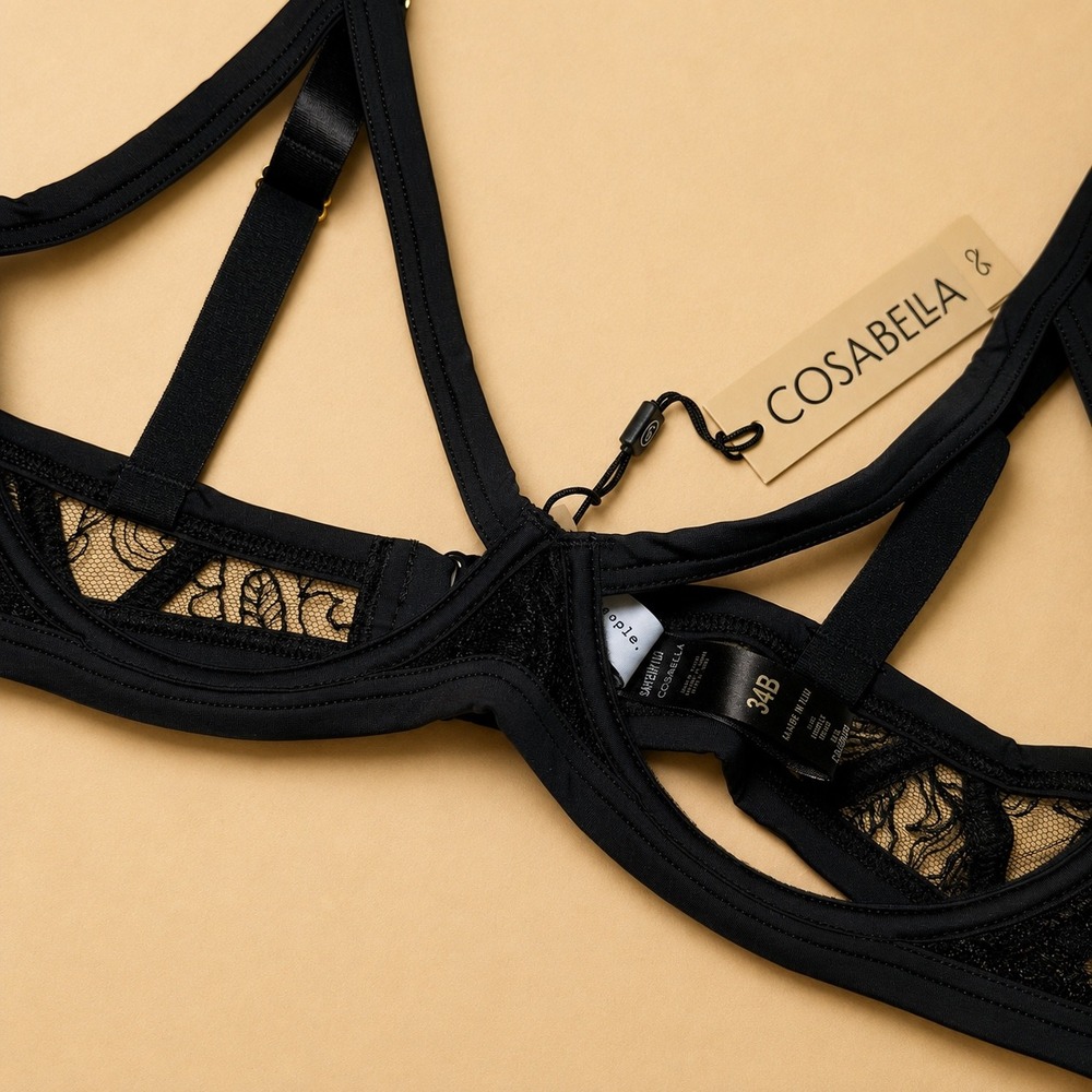 Cosabella Sardegna Embroidered Ouvert Bra Black - Size 34B / NWT - Picture 4 of 9